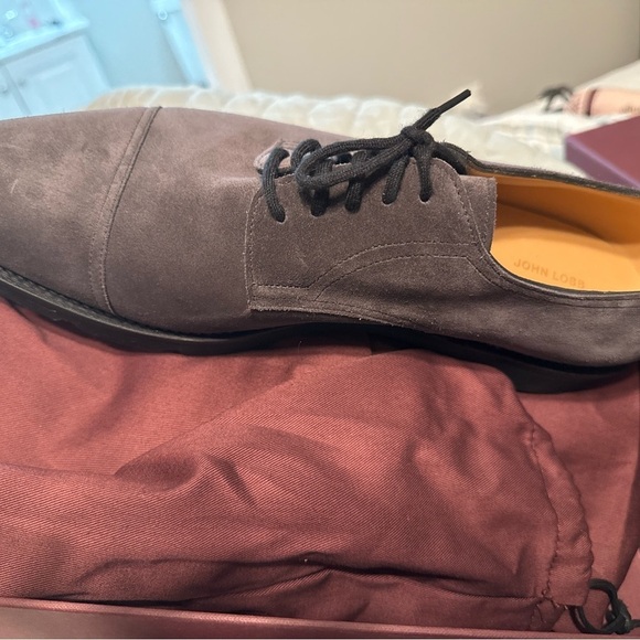 NWT JOHN LOBB Loe Suede Derby Loafers in Charcoal Sz 11.5